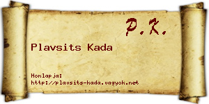 Plavsits Kada névjegykártya
